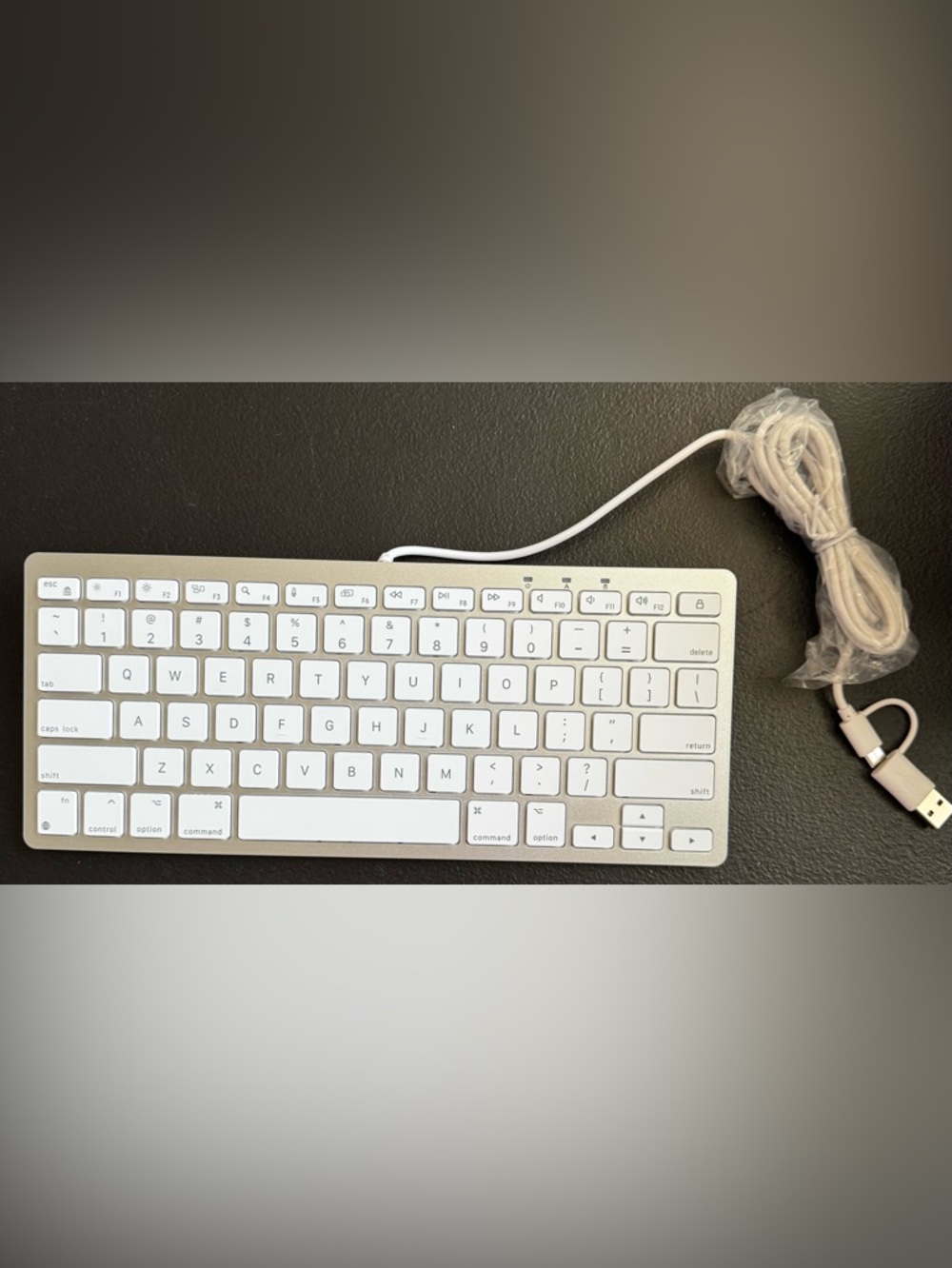 Compact silver USB Wired Keyboard for Mac or PC